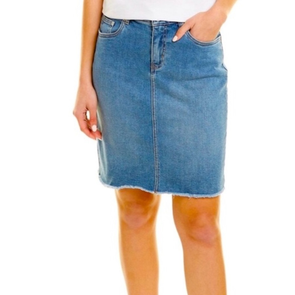 J.McLaughlin Richmond Denim Pencil Skirt Size 6 Frayed Hem